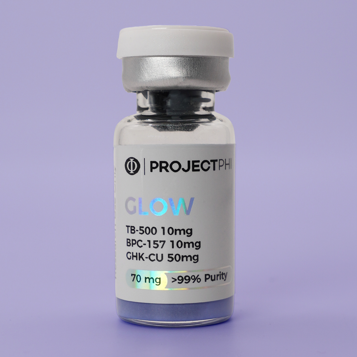 GLOW research peptide vial | Project Phi